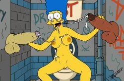 cum cum_on_breasts cum_on_face cumshot glory_hole glory_hole handjob marge_simpson public simpsons stranger threesome trannsient