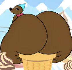 brown_body brown_fur ice_cream ice_cream_cone looking_at_viewer male male_only mouse oc round_ass round_butt tagme_(artist) tagme_(character) wearing_hat