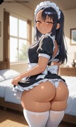 ai_generated ass blushed blushed_face breasts dark-skinned_female dark_skin fangs female huge_ass ijiranaide_nagatoro-san lay-oreo maid maid_headdress maid_outfit maid_uniform nagatoro_hayase panties seductive seductive_look shy small_breasts thick_thighs thighhighs thighs white_panties white_thighhighs