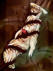 2_toes anus balls black_nose blush blush_lines bodily_fluids clenched_teeth closed_eyes crying digitigrade dripping ears_down feet feral forced forced_masturbation genital_fluids genitals glistening glistening_balls glistening_body glistening_genitalia glistening_penis hi_res male masturbation penile penis pivoted_ears pole_plant_(rain_world) precum precum_drip rain_world rape red_penis restrained restrained_arms restrained_by_tentacles scared sex slugcat solo survivor_(rain_world) suspended_via_tentacles tail tears teeth tentacle tentacle_masturbation thick_tail toes troubledauth videocult wince wrapped