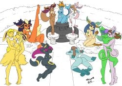 anthro anus bernardol22 breast_squish breasts breasts_frottage eevee eeveelution espeon female flareon generation_1_pokemon generation_2_pokemon generation_4_pokemon generation_6_pokemon genitals glaceon group hi_res hitori09 holding_partner jolteon leafeon looking_at_viewer nintendo nipples one_leg_up pokemon pokemon_(species) pussy raised_leg shiny_pokemon squish sylveon umbreon vaporeon