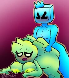 1boy 1girls 2d 2d_(artwork) 2d_artwork ambiguous_penetration areolae artist_name artist_signature ass ass_grab ass_ripple big_ass big_breasts blue_body blue_skin breasts breasts_out doggy_style doggystyle_position female green_areola green_body green_hair green_skin huge_ass lewd lewd_expression lewd_face male original_character penetration pleasure_face pleasured pleasured_face pleasured_female sex sex_from_behind sexual_intercourse simple_background simple_eyes twitter_username vhrox2 vhroxy_(character)