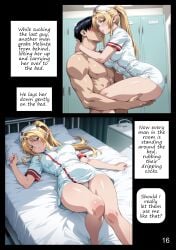 1girls 2025 ai_assisted ai_generated blonde_hair doctor doctors_office doujinshi elf female green_eyes kxy male manga manga_page nurse nurse_cap nurse_uniform original original_character ponytail upscaled