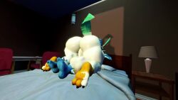 1boy 1girls 2d animated ass balls bed bedroom big_ass big_butt big_penis blue_legs breasts brown_eyes brown_legs curvy_female evilzorak female femboy furry furry_ears furry_only furry_tail girly green_ears green_tail huge_breasts hyper_ass jared_(likethisevenmatters) leafeon opennsfwsp penis plant pokemon pokemon_(species) sfm sound tagme vadamarts video white_skin