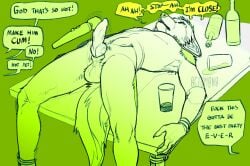 0ct0m0n0 animal_genitalia animal_penis ankles_tied balls bodily_fluids bondage bound canid canine canine_genitalia canine_penis drooling english_text erection forced genitals hair hands_tied hi_res knot lying male mammal monochrome motion_lines nude offscreen_character on_back penis questionable_consent saliva short_hair simple_background solo speech_bubble tears text vein veiny_penis