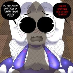 1girls big_breasts big_penis big_thighs breasts flushed flushed_face nipple_bulge nipples_visible_through_clothing penis_on_face penis_shadow spanish_text xiaro xiarorule