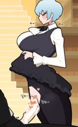 angela_(library_of_ruina) angela_(lobotomy_corporation) big_breasts bori_(3910234) breasts cum_inside just_the_tip library_of_ruina lifting_skirt project_moon roland_(library_of_ruina) tagme