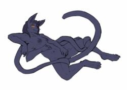 2019 6_breasts anthro biobasher breasts displacer_beast felid female hair hi_res lying mammal masturbation multi_arm multi_breast multi_limb multi_tail nipples nude pussy simple_background snout solo vaginal_masturbation vaginal_penetration white_background