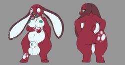 animal_genitalia anthro ass balls breasts fully_sheathed futanari genitals hi_res intersex lagomorph leporid mammal rabbit sarek_aran_desian sheath