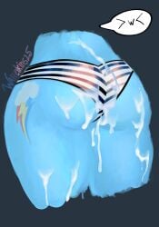 anthro ass bodily_fluids bottomwear clothed clothing cum cum_on_butt cum_on_panties equid equine female friendship_is_magic genital_fluids hasbro hi_res horse mammal my_little_pony mythological_creature mythological_equine mythology panties pattern_bottomwear pattern_clothing pattern_panties pattern_underwear pegasus pony rainbow_dash_(mlp) striped_bottomwear striped_clothing striped_panties striped_underwear stripes underwear waffelkins wings