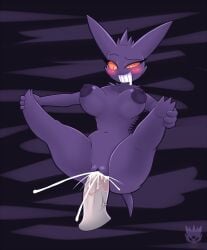 1girls 2017 anthro anthrofied areolae blush breasts cum cum_in_pussy cum_inside disembodied_penis drooling female floating foot_grab generation_1_pokemon gengar latiar legs_apart nintendo nipples one_eye_half-closed orange_eyes penetration penis pokemon pokemon_(species) pussy slit_pupils smiling spread_legs teeth_clenched vaginal_penetration