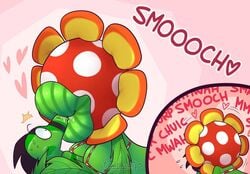 anthro breasts cameron_(skunkdude13) fruity_lips kiss_mark kissing lipstick lipstick_mark mario_(series) nintendo petey_piranha piranha_plant super_mario_sunshine tagme