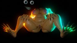 1girls big_breasts breasts female floating_eyes genitals grussy_(justyschultz) horror justyschultz nightmare nightmare_waifu nude pussy scary simple_background spread_legs spreading