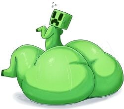 ass ass_bigger_than_head big_butt creeper creeper_(minecraft) fiffer green_body huge_ass huge_butt looking_at_viewer minecraft minecraft_mob mojang solo stubby_arms stubby_legs sweating