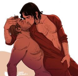 2boys arthur_morgan body_hair boner chest_hair cock color embrace embracing erection facial_hair gay grinding groping_through_clothes hand_on_another's_head john_marston kissing making_out male/male male_only masturbation_through_clothing nude_male nude_male_clothed_male onesie passionate penis pseudo_incest_(lore) pyjamas queenstardust red_dead_redemption_(series) red_dead_redemption_2 stubble yaoi