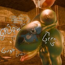 absurd_res anthro belly_grab bodily_fluids breasts detailed_background dialogue duo elemental_creature elemental_humanoid fan_character female flora_fauna genitals gynomorph hi_res humanoid intersex intersex/female mario_bros mask nintendo onomatopoeia penis piranha_plant plant plant_humanoid rumbling_stomach saliva shyguy sonlink sound_effects stomach_acid text vore x-ray_view