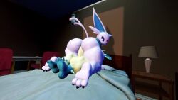 1boy 1girls 2d animated ass balls bed bedroom big_ass big_butt big_penis blue_legs breasts cat_ears cat_tail curvy_female espeon evilzorak feline female femboy furry furry_ears furry_only girly huge_breasts hyper_ass jared_(likethisevenmatters) light-skinned_female opennsfwsp penis pokemon pokemon_(species) purple_eyes purple_skin sfm sound tagme vadamarts video white_skin