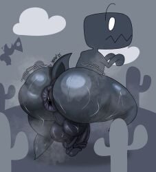 2025 anal_fluids anthro anus ass balls big_butt black_body black_scales bodily_fluids cactus desert dinosaur dinosaur_(google_chrome) english_description genitals google google_chrome hi_res humanoid_genitalia humanoid_penis male mouth_closed objectdicks penis perineum plant prehistoric_species pterodactylus pterosaur puffy_anus rear_view reptile scales scalie scrotum_flap sharp_teeth small_tail solo standing sweat sweaty_balls sweaty_butt sweaty_genitalia sweaty_legs sweaty_thighs tail teeth thick_thighs
