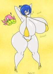 ! 1female 1girls 2025 :d arms_behind_head arms_up big_breasts big_nipples blue_hair breasts cigarette cigarette_in_mouth curvaceous curvy curvy_female curvy_figure dart_(thecon) duo female female/female female_only goblin goblin_female gold_bikini golden_bikini golden_week huge_breasts jpg megabippy nipples oc original original_character purple_eyes rose_hair serious sexy skull skull_collar surprised surprised_expression tagme text tiddy_(megabippy) twitter_link yellow_eyes