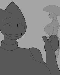 1boy 1girls anonymous_artist cat_ears catgirl champaanimation champi_(oc) choker clothed fanart femboy femboy_on_female glasses imminent_rape imminent_sex male/female male_with_breasts smug