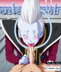 ai_generated blowjob dragon_ball dragon_ball_super from_above gay heart-shaped_pupils jtm_ai licking_penis oral pov whis yaoi