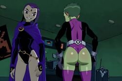 ai_assisted ai_generated animated ass_grab backsack balls ballsack beast_boy bulge crossdressing embarrassing_outfit female femdom gay humiliation leotard leotard_lift male male_focus raven_(dc) tagme teen_titans thighhighs undieboi22 video