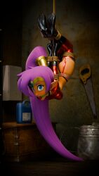 3d 9:16 ankles_tied arms_behind_back ball_gag blender blue_eyes bondage bound bound_arms bound_legs bound_wrists candy candy_gag christmas_outfit gag gagged garter_belt garter_straps gloves high_heels hogtie hogtied latex latex_boots latex_clothing latex_gloves latex_thighhighs latex_topwear long_sleeves looking_at_viewer midriff nonexister panties ponytail purple_hair restrained revealing_clothes rope rope_bondage shantae shantae_(character) skimpy skindentation suspension thong tiara tied_arms tied_hands tied_legs tied_up wrists_tied