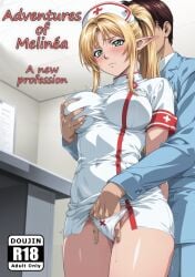 1girls 2025 ai_assisted ai_generated blonde_hair doctor doctors_office doujinshi elf female green_eyes kxy male manga manga_page nurse nurse_cap nurse_uniform original original_character ponytail upscaled