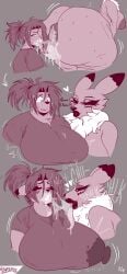 2girls anthro anus areolae ass ass_bigger_than_head bandai_namco big_areola big_ass big_breasts big_butt black_sclera bottom_heavy breast_expansion breasts breasts_bigger_than_head bubble_butt clenched_teeth clothing comic_page curvaceous curvy curvy_figure dialogue digimon english_text erect_nipples excessive_saliva female female_only female_rimming_female furry gayplantsex grey_background heart huge_ass huge_breasts long_tongue mostly_clothed nude onomatopoeia open_mouth ponytail puffy_anus puffy_lips renamon rika_nonaka rimming rimming_female ripped_clothing ripped_shirt saliva saliva_bubble saliva_on_anus saliva_on_face saliva_string saliva_trail sketch sweat sweaty sweaty_butt sweaty_thighs text thick_thighs tongue tongue_out transformation transformation_sequence voluptuous voluptuous_female wardrobe_malfunction white_eyes wide_hips yuri