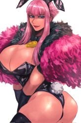 1girls animal_ears animal_tail ass bangs black_gloves black_legwear black_leotard black_thighhighs blue_eyes blunt_bangs breasts bunny_tail bunnysuit cleavage clothing fake_animal_ears feather_boa female fur_coat fur_trim gloves highleg_leotard huge_breasts large_breasts legwear leotard lips lipstick looking_at_viewer makeup manon_legrand pink_hair playboy_bunny rabbit_ears rabbit_tail short_hair_with_long_locks sidelocks smile solo strapless_leotard street_fighter street_fighter_6 tail thick_thighs thighhighs thighs zmnjo1440