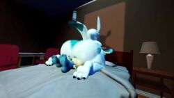 1boy 1girls 2d animated ass balls bed bedroom big_ass big_butt big_penis blue_legs blue_skin breasts curvy_female evilzorak female femboy furry furry_ears furry_only furry_tail girly glaceon huge_breasts hyper_ass ice jared_(likethisevenmatters) opennsfwsp penis pokemon pokemon_(species) sfm sound tagme vadamarts video white_skin