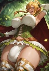 1futa ai_generated blonde_hair boosty boosty_username bulge dickgirl elf elf_ears futanari futornyx huge_balls huge_breasts large_breasts large_testicles leafa panties shemale solo sword_art_online sword_art_online:_fairy_dance thick_thighs twitter_username wide_hips