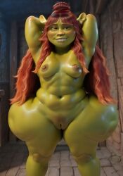 ai_generated ass_built_separately bubble_ass bubble_butt chubby dreamworks felicia_(shrek) nose_piercing ogre ogre_girl shortstack