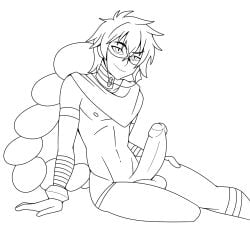 accessories_only erection face_veil judal line_art lounging magi:_the_labyrinth_of_magic male male_only yuunsfw