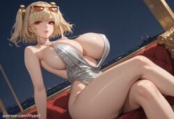 ai_generated alternate_version_at_source azur_lane big_breasts blonde_hair breasts burnice_white dress female hypet legs silver_dress sitting st._louis_(luxurious_wheels)_(azur_lane)_(cosplay) tagme thick thick_ass thick_legs thick_thighs thighs video_game_character video_games wide_hips zenless_zone_zero