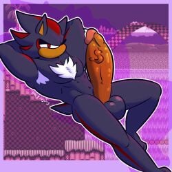 anthro balls big_balls big_penis black_body black_fur bodily_fluids eulipotyphlan fizzyjay fur genital_fluids genitals hedgehog hi_res huge_cock hyper hyper_genitalia hyper_penis male mammal nude penis sega shadow_the_hedgehog solo sonic_(series) sonic_the_hedgehog sonic_the_hedgehog_(series)