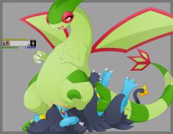 2025 absurd_res accessory anthro blue_body bondage canid canine claws colored dark_body detailed dominant dominant_female dominant_feral dragon duo felid feline female female_on_top feral flygon fur generation_3_pokemon generation_4_pokemon genitals green_pussy grey_body hi_res humanoid jewelry kayasamix larger_female larger_feral light_body lizard logo long_tail luxray male male/female male_on_bottom mammal mythological_creature mythological_scalie mythology necklace nintendo north_pole_position nude nude_female nude_male on_bottom on_top one_eye_closed open_mouth orange_eyes pokemon pokemon_(species) pussy red_eyes reptile scalie simple_background size_difference slightly_chubby smaller_feral smaller_male spread_legs spread_wings spreading submissive submissive_feral submissive_male tad_(thataveragedude) tail text tongue toony traditional_media_(artwork) wings yellow_eyes