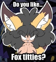 afro big_breasts black_hair breasts brown_fur curly curly_hair dark-skinned_female dark_skin english female female_focus female_only fox fox_ears fox_girl freckles freckles_on_breasts freckles_on_chest freckles_on_face freckles_on_shoulders huge_breasts looking_at_viewer multicolored_ears multicolored_fur orange_fur pedophile_iconography rogy rogywantscoffee tan tan-skinned_female tan_body tan_fur tan_skin tongue tongue_out