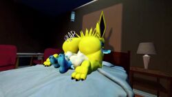 1boy 1girls 2d animated ass ass balls bed bedroom big_ass big_butt big_penis blue_legs breasts curvy_female electric electric_shock evilzorak female femboy furry furry_ears furry_only girly huge_breasts hyper_ass jared_(likethisevenmatters) jolteon opennsfwsp penis penis_in_pussy pokemon pokemon_(species) sfm sound tagme vadamarts video white_skin yellow_body yellow_ears yellow_skin
