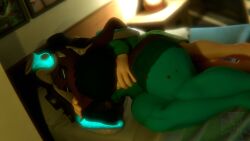 1boy 1girls 3d bed bedroom big_breasts bra breasts cephalopod cephalopod_humanoid cleavage closed_eyes clothing crossover cuddling dark-skinned_female dark_skin duo faceless_male female female_focus green_legwear huge_breasts humanoid humanoid_on_humanoid idiotboxangel indoors large_breasts legwear light_skin light_skinned_male luigi lying_on_bed lying_on_side marina_(splatoon) mario_(series) nintendo part_1 splatoon splatoon_(series) squid_humanoid straight tentacle tentacle_hair thick_legs thick_thighs unseen_male_face