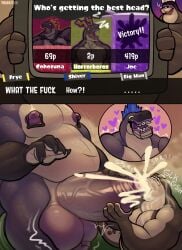 2025 69_(number) absurd_res annoyed anthro artist_name balls belly big_balls big_dom_small_sub big_man_(splatoon) big_nipples big_pecs big_penis biped blue_body blue_fin bodily_fluids braces brown_body colored cum cum_in_mouth cum_inside cum_on_face cumshot cutaway digital_drawing_(artwork) digital_media_(artwork) dominant dominant_anthro dominant_male duo ejaculation english_text fellatio fish genital_fluids genitals hand_on_penis hi_res huge_filesize looking_pleasured male male/male manta_ray marine markings megalodontia meme motion_lines navel nintendo nipple_piercing nipples no_pupils nude onomatopoeia open_mouth oral orgasm orgasm_face overweight overweight_anthro overweight_male parody pecs penile penis penis_grab piercing pink_nipples purple_heart purple_tongue ray_(fish) sex signature simple_background size_difference smile sound_effects splatfest splatoon spots spotted_markings submissive submissive_anthro submissive_male teeth text thick_penis tongue trick_rex who's_getting_the_best_head?