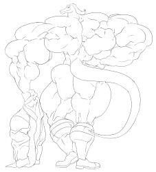 abs ass bara biceps big_ass holding_clothes male_only monochrome muscular naked nude pecs remert shoes socks solo solo_male star_vs_the_forces_of_evil tail toffee_(svtfoe)