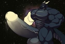 anthro balls big_balls big_muscles big_pecs big_penis cel_shading dragon genitals glowing glowing_arm glowing_eyes glowing_genitalia glowing_horn glowing_markings glowing_penis hi_res horn huge_balls huge_cock huge_muscles hyper hyper_balls hyper_genitalia hyper_muscles hyper_penis leander_dk leander_dk_(artist) macro male markings muscular muscular_anthro muscular_male muscular_thighs mythological_creature mythological_scalie mythology pecs penis penis_bigger_than_body scalie shaded solo space tail thick_arms thick_penis thick_thighs vein veiny_muscles veiny_penis