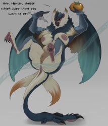 absurd_res anthro anus areola ass big_breasts bishaten breasts capcom female fur genitals hi_res khemmmis monster_hunter nipples nude primatius pussy simple_background solo tail thick_thighs wings