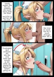 1girls 2025 ai_assisted ai_generated blonde_hair doctor doctors_office doujinshi elf female green_eyes kxy male manga manga_page nurse nurse_cap nurse_uniform original original_character ponytail upscaled