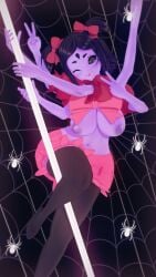 5_eyes 6_arms alternate_version_at_source alternate_version_available big_breasts blush blush_lines breasts breasts_out clothing female koikatsu monster_girl muffet muffet_(witchanon) spider spider_girl spider_web tagme thick_thighs undertale undertale_(series) v_sign wink winking_at_viewer witchanon