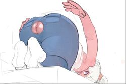 1girls 2018 anal anal_access anal_only animal_humanoid anus ass ass_cutout bent_over bloop breasts dat_ass emelie_(cyancapsule) female female_focus female_only furry jeans kneeling large_ass nipples original original_character pink_skin simple_background sketch socks solo thick_thighs thighs top-down_bottom-up white_background white_legwear white_socks