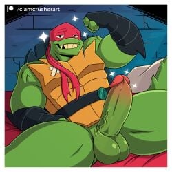 anthro balls clamcrusher erection flexing genitals humanoid_genitalia humanoid_penis looking_at_viewer male penis raphael_(tmnt) reptile rise_of_the_teenage_mutant_ninja_turtles scalie solo teenage_mutant_ninja_turtles turtle