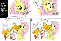 3pac canine comic couple crossover equine erection female fluttershy_(mlp) fox friendship_is_magic fur furry_tail male multiple_tails my_little_pony pegasus penis sega sniffing sonic_(series) straight_hair tail tails wings