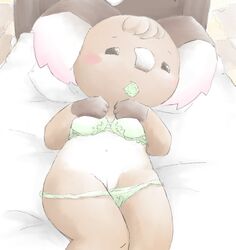 animal_crossing anthro bed black_eyes blush breasts c.m condom fur furry koala mammal marsupial melba_(animal_crossing) nintendo pussy straight_hair underwear vagina